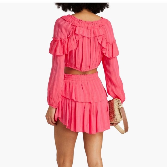 Loveshackfancy Pink Jacquard set, Size Small - Picture 3 of 6